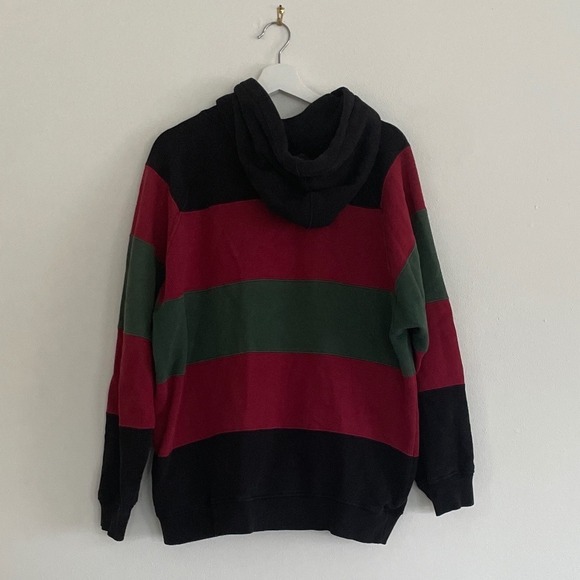 Southpole Mens XL Full Zip Hoodie Striped Black Red Green Fleece Streetwear Y2K - Picture 2 of 11